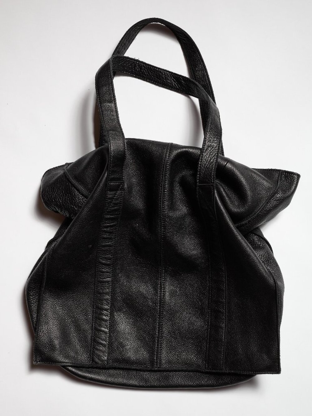 BANANA REPUBLIC Black Soft Leather Zippered Tote Bag Slouchy Purse